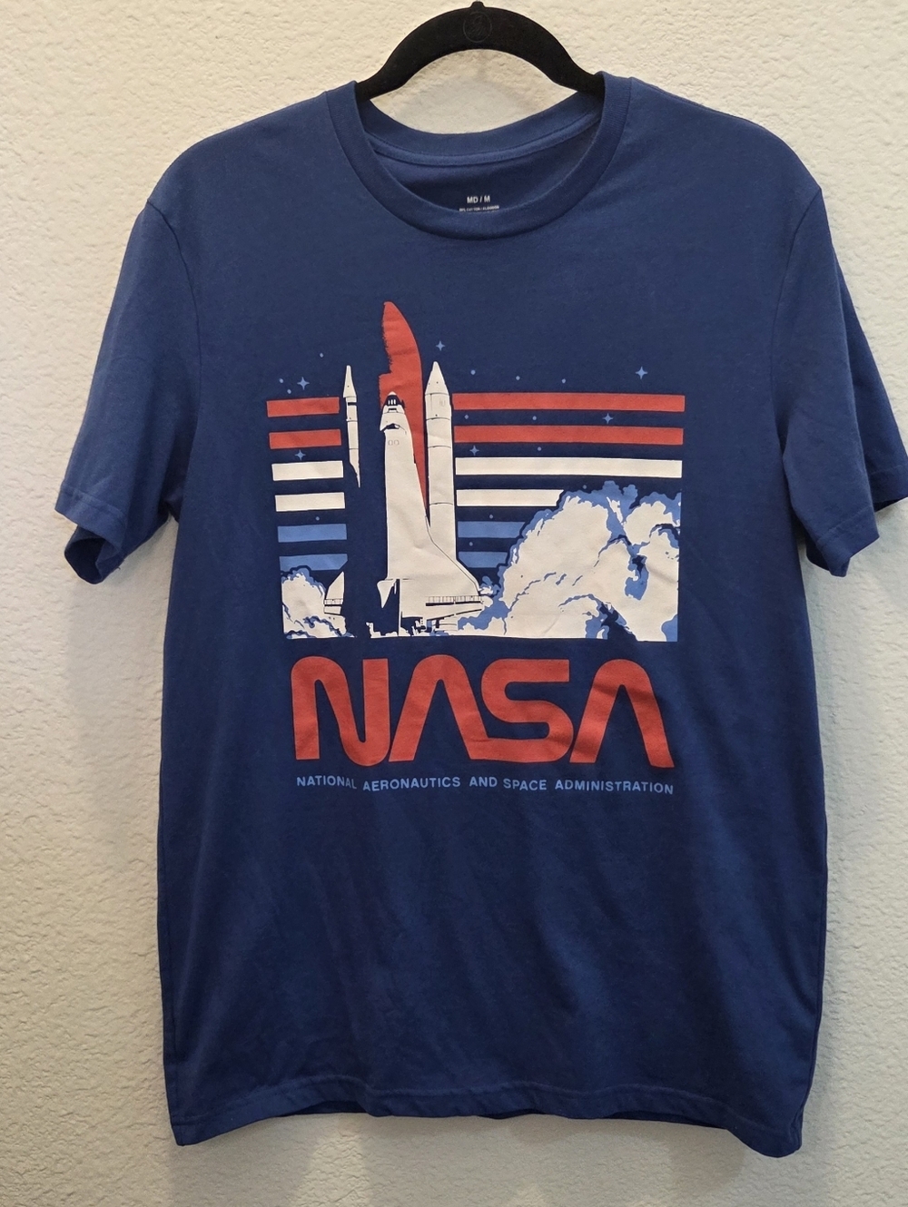 NASA Blue Graphic Tee with Rocket Print